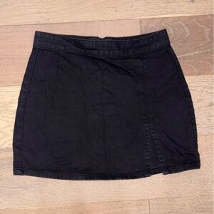 Lioness Black Denim Mini Skirt with Front Slit